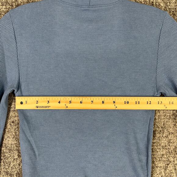 American Eagle Shirt Womens Small Blue Waffle Knit Cropped Long Sleeve Mock Neck - Picture 6 of 8